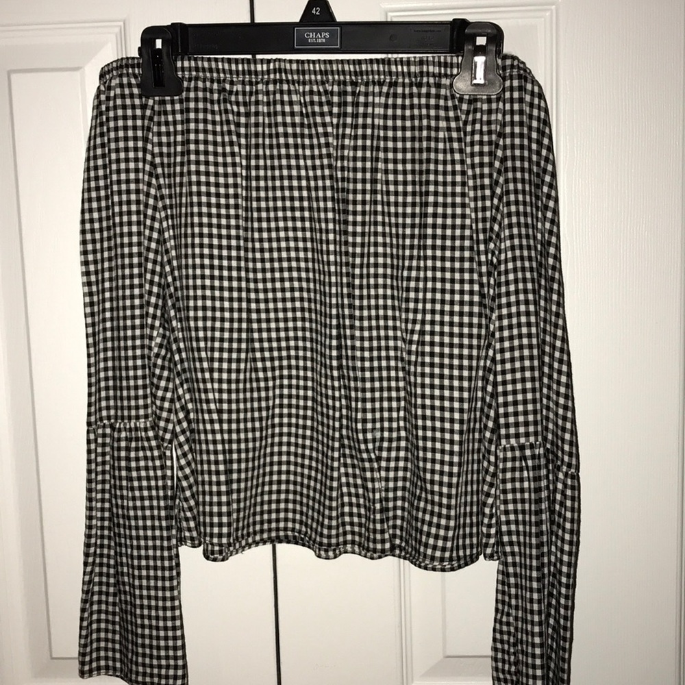 Checkered off the shoulder top